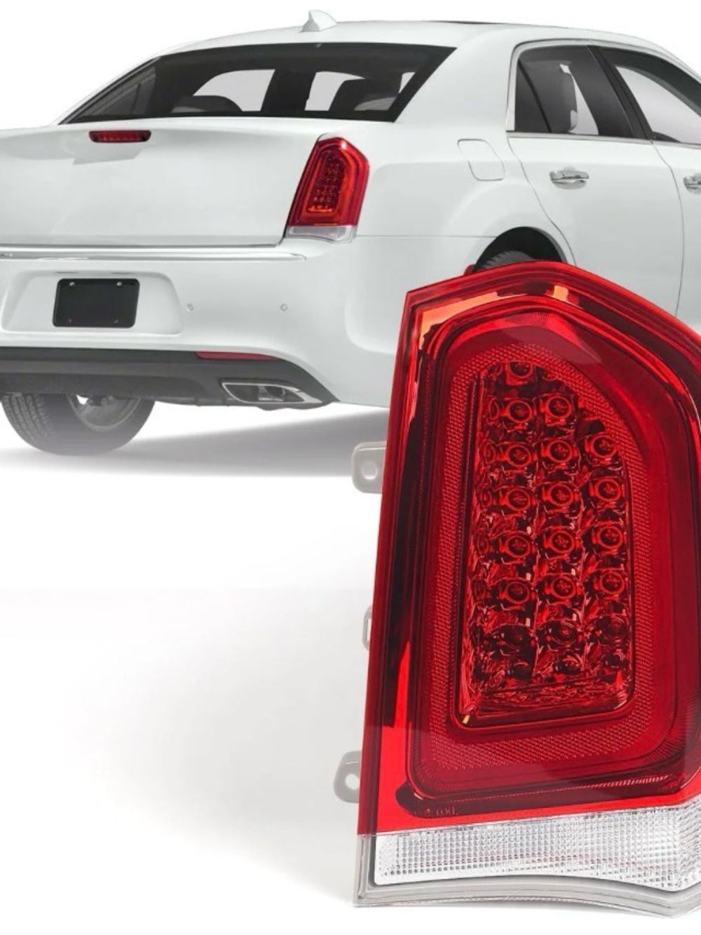 Huray Full LED Right Taillight for Chrysler 300/300C 2015-2023 Chrome Bezel